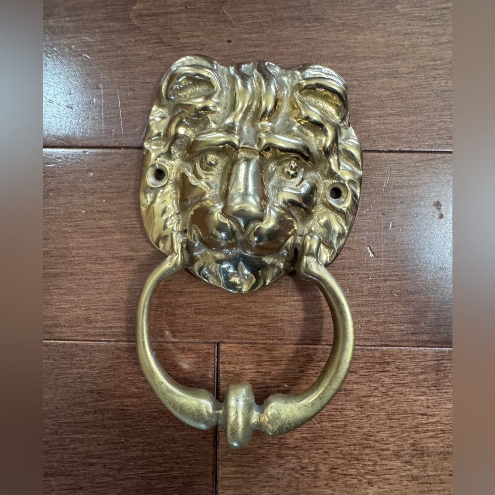 Brass Lion Head Door Knocker solid heavy 5.5”